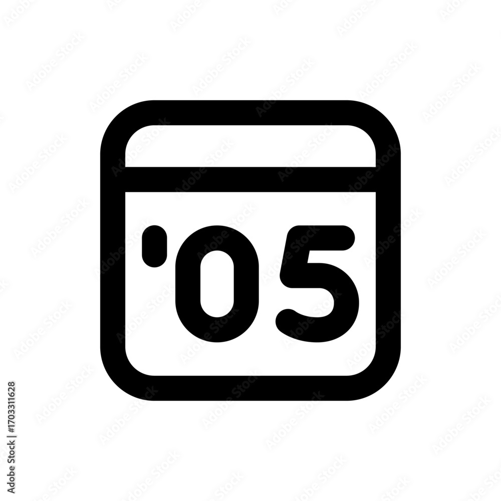 Poster black and white calendar icon displaying the date as the fifth day of the month in a simple design