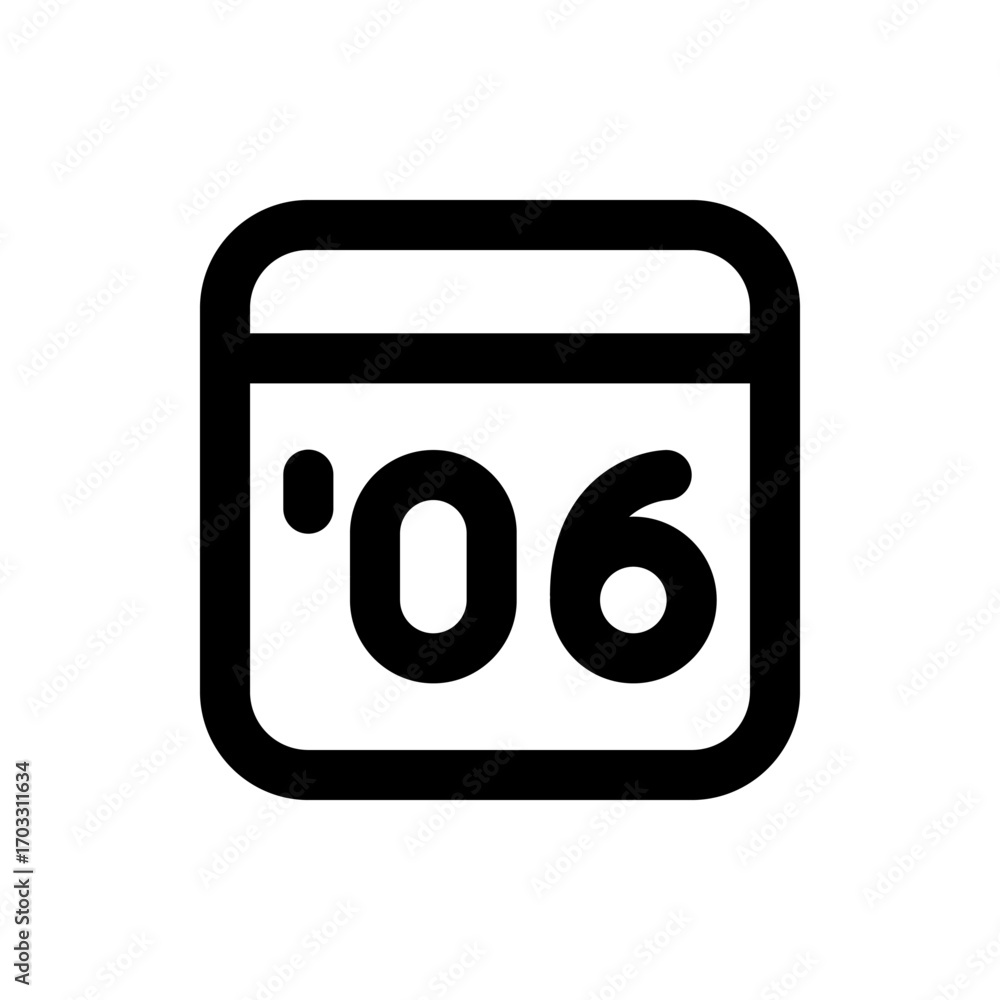 Poster black calendar icon displaying the number zero six indicating the sixth day of the month date remind