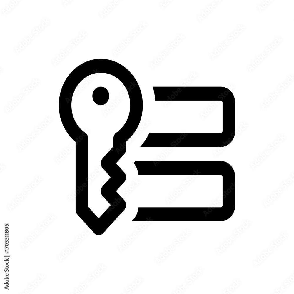 Poster a stylized black icon depicting a key next to three horizontal lines representing a list or menu ico