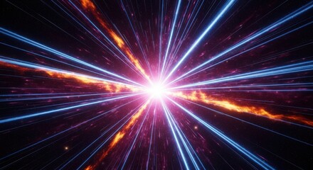 Obraz premium Radiant burst of cosmic light streaks through the universe symbolizing energy innovation and scientific discovery in a stunning visual display