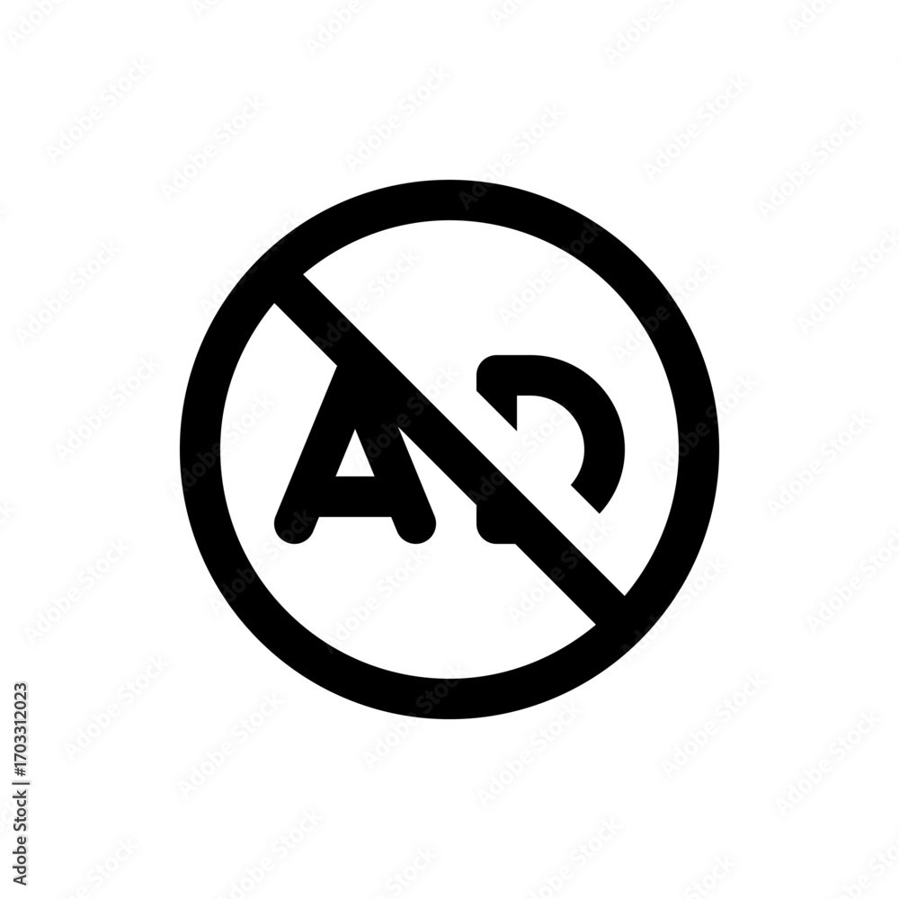 Poster no automatic refresh symbol with a black circle and a diagonal line indicating prohibition and restr