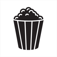 Popcorn bucket silhouette icon isolated on transparent background