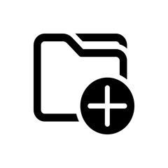 Illustration of a black folder icon with a plus sign inside a circle, suggesting adding a new folder option
