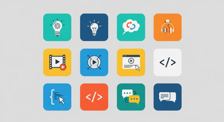 vector illustration of a set of icons for web design