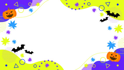 ハロウィンをイメージした抽象的な幾何学模様のフレーム素材 背景素材 16:9サイズ ベクター