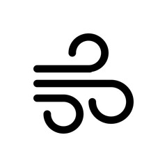 Illustration of a wind symbol with three curved lines representing air movement on a white background design