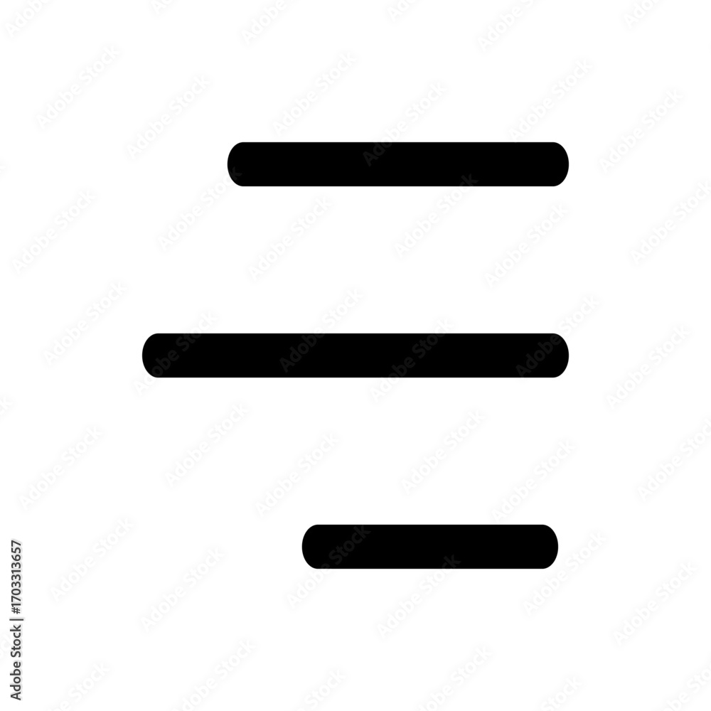 Poster three horizontal black lines with rounded ends arranged vertically on a white background in a simple