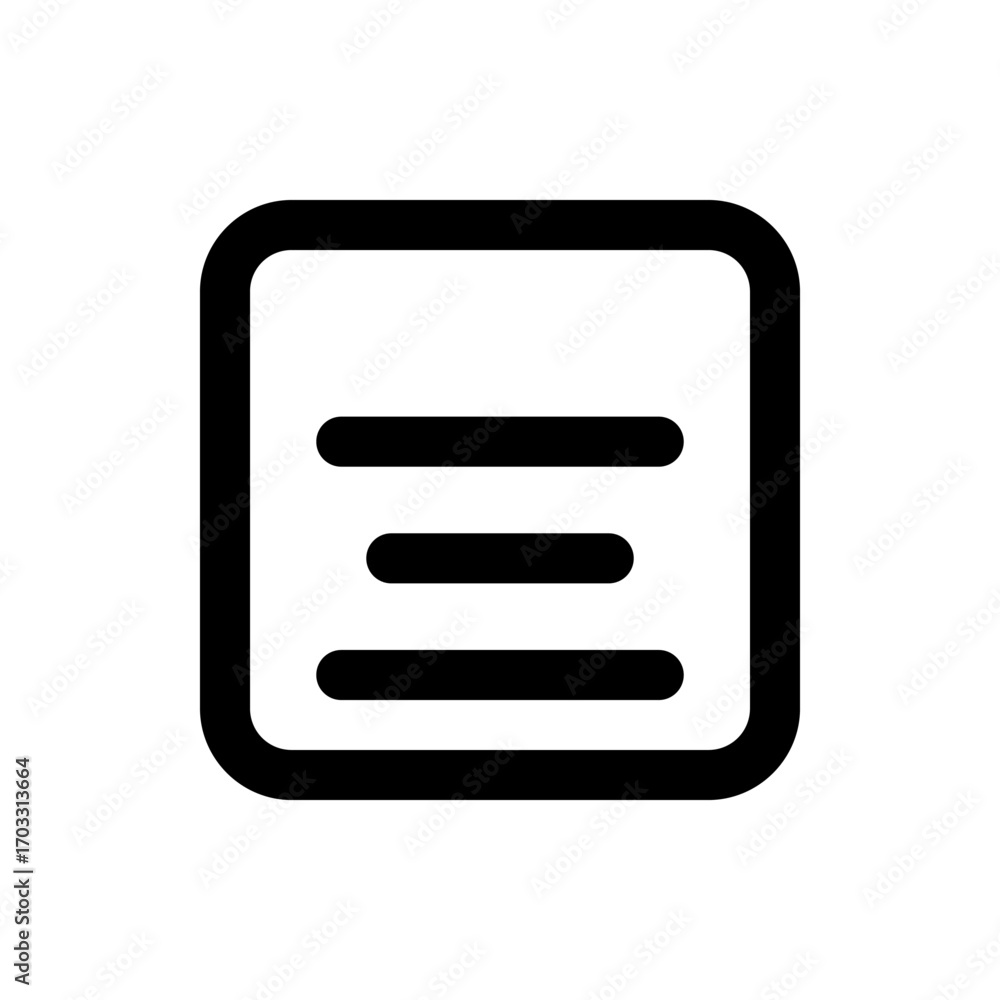 Poster Illustration of a square with rounded corners containing three horizontal lines representing a menu icon