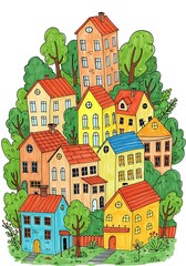 Fototapeta premium Whispers of a Colorful Village