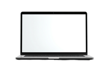 Front view of a laptop computer with a blank screen