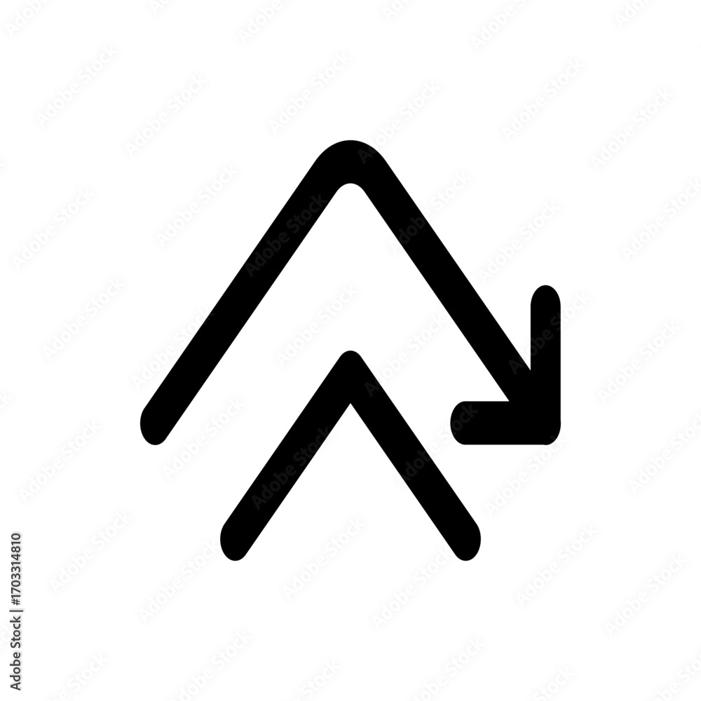 Poster two upward pointing arrows with the upper arrow transforming into a rightward pointing arrow shape d