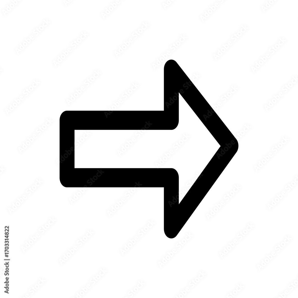 Poster A simple black arrow pointing to the right with rounded edges on a plain white background image view