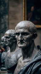 Closeup View Of Ancient Bust Sculpture