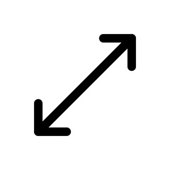 Black diagonal arrow pointing from the upper right to the lower left corner on a white background image