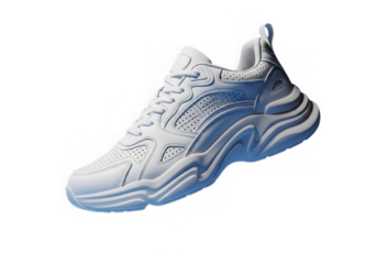 White chunky sneaker fashion footwear isolated on transparent background