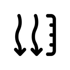 Illustration of three vertical black lines with arrows and bracket shapes on a white background design element