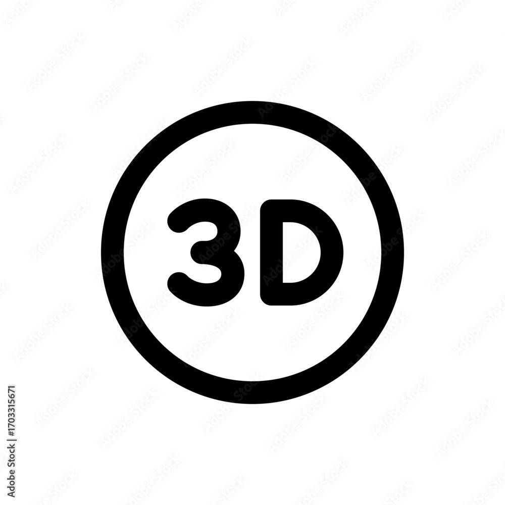 Poster illustration of a bold black circle containing the text 3d in a simple and modern sans serif typefac