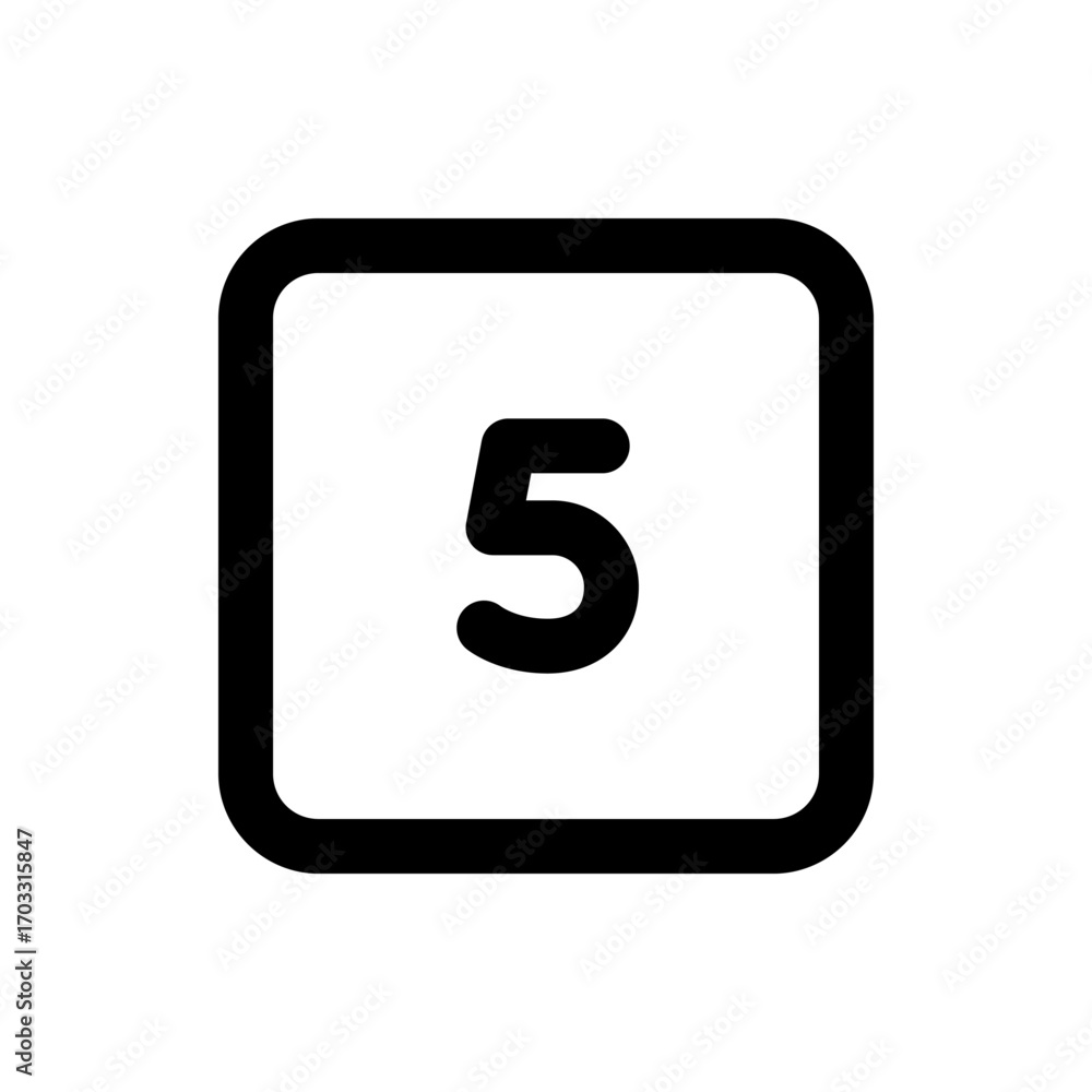 Poster a bold number five displayed inside a rounded square frame with a clean and minimalist design aesthe