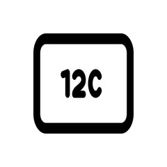 Illustration of a rounded rectangle containing the text one two c in a bold sans serif font in black color