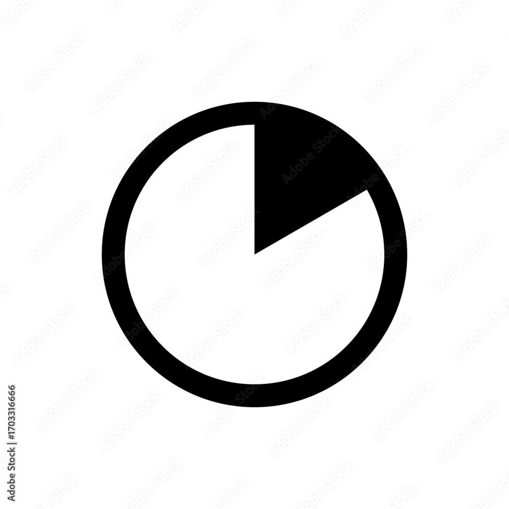 Poster a simple black and white graphic featuring a partial circle with a wedge cut out of the upper right 