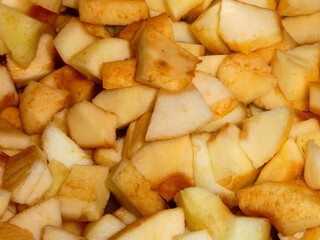 Fresh Diced Apples Ready for a Recipe.