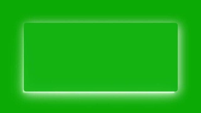 Animated glowing rectangle frame loop animation isolated on green screen motion background.  Neon rectangle shape stock line moving animation chroma key screen.  square rectangle border  4k animation.