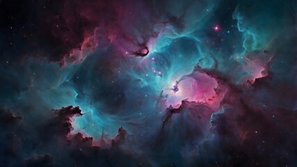 Obraz premium Nebulosa colorida en tonos azul y púrpura con nubes de gas y polvo estelar en el espacio profundo