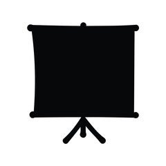 Obraz premium Stylized black and white drawing of a presentation screen on a stand