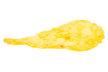 Single Potato Chip on White Background