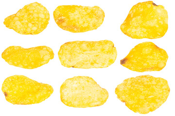 Single Potato Chip on White Background