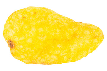 Single Potato Chip on White Background
