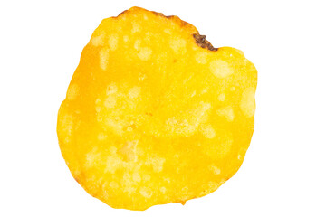 Single Potato Chip on White Background