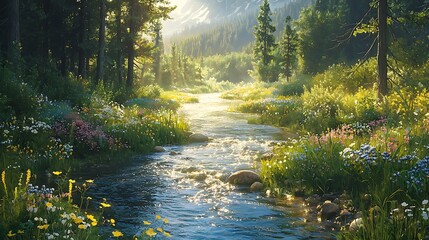 Beautiful River Flowing Through Forest