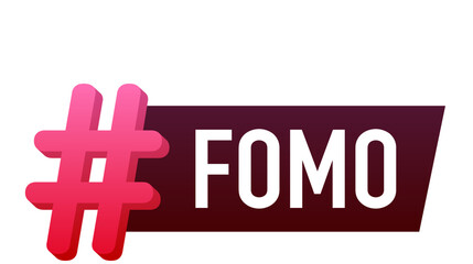 Obraz premium Vector illustration of the #FOMO hashtag symbol, representing the Fear Of Missing Out. A modern graphic concept for social media anxiety and internet culture