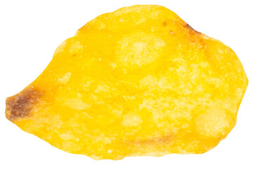 Single Potato Chip on White Background