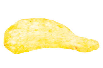 Single Potato Chip on White Background