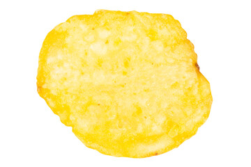Single Potato Chip on White Background