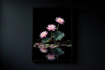 Elegant Pink Water Lilies Framed Art - Minimalism