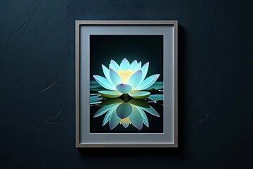 Glowing Lotus Flower Wall Art Print - Minimalism