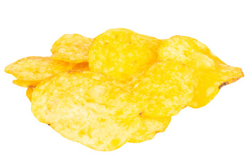 Pile of Salty Snack Chips on Clean White Background