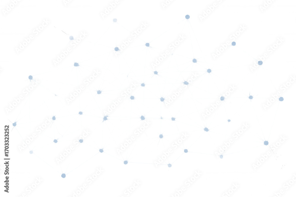 Poster digital network web with interconnected nodes representing technological communication and data conn