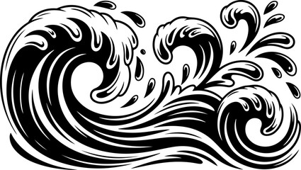 Fototapeta premium Wave Silhouettes Vector Set
