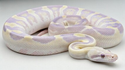 Fototapeta premium Lavender Albino Ball Python on studio background