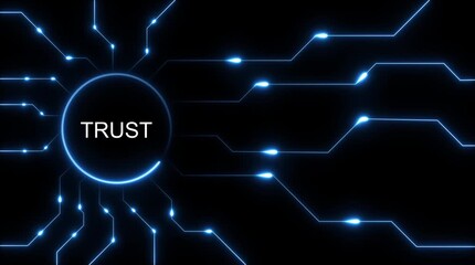 Trust network connection glowing blue lines data flow digital circuit board abstract technology concept - Powered by Adobe