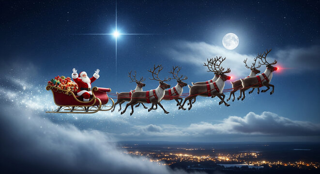 santa claus and reindeer
