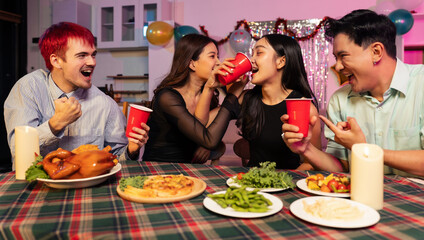 drinks and conversation, social gathering and get together.celebration at home.