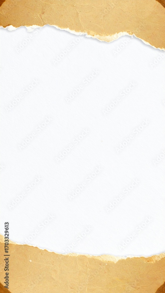 Poster torn kraft paper with white center texture frame background material design