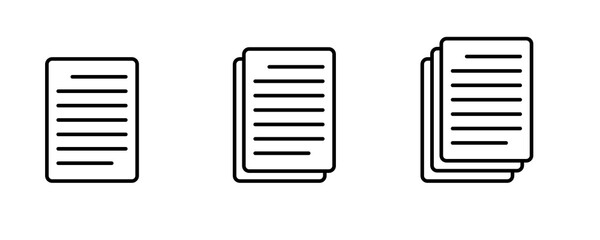 Documents paper icons. Line symbol and document icon. Document paper icon with single and multiple pages. Vector illustration.