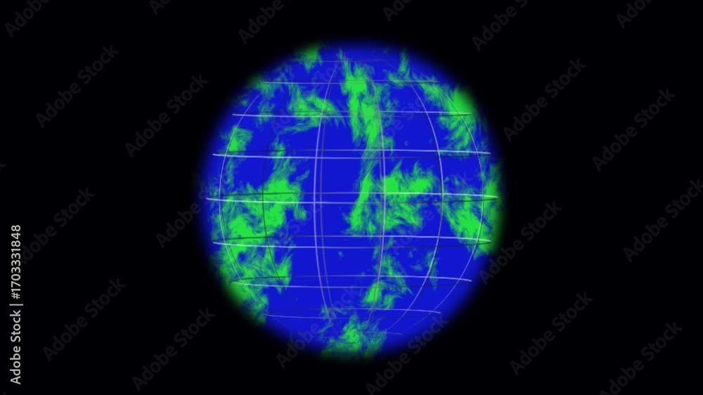 Poster animated rotating earth globe green blue planet network connection world map seamless loop. rotating