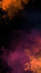 Obraz premium Abstract Dark Background with Vibrant Orange and Purple Powder Splash Design